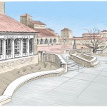 University Memorial Center, CU Boulder, 2013, Pen-and-ink and photoshop color