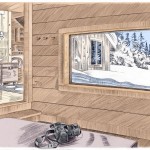 Carl's Cabin, 2014, pen-and-ink and photoshop color