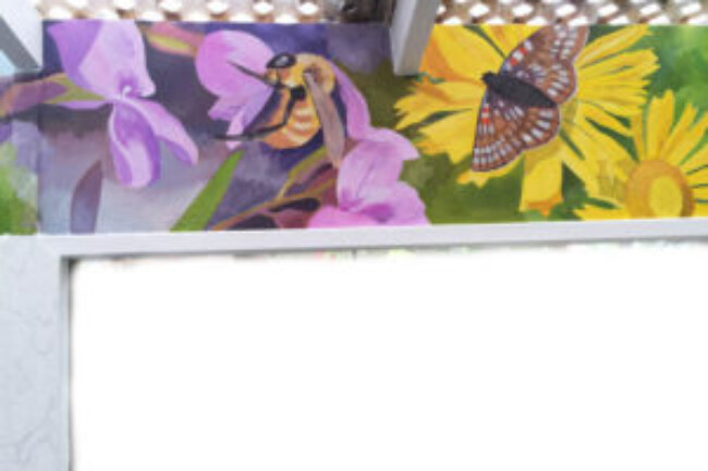Fireweed and Bee, detail, Gene Langlois mural by Jonathan Machen, 2015