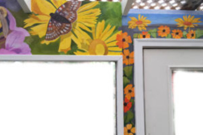 Alpine Sunflowers, Moth and Black-Eyed Susan, Gene Langlois Mural by Jonathan Machen, 2015