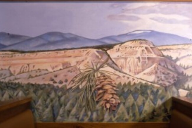 Harvest Mural detail with Ponderosa pine cone, 1991