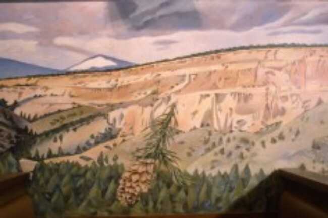 Harvest Mural detail with Englemann Spruce cone, 1991