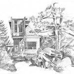 Mark Gelband's House, Boulder, 2013, Pen-and-ink