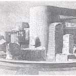 UNM plaza, 1986, Pen-and-ink