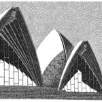 Opera House, Sydney, 1988, Pen-and-ink