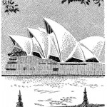 Opera House, Sydney, Australia, 1988, Pen-and-ink