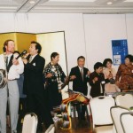 Playing banjo at the Grand Hotel, Yamagata, Japan, 1998