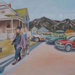 Thanksgiving with Subarus - commission oil painting by Jonathan Machen, 2016