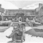 James Baker and Baker Hall, University of Colorado, 1996, Pen-and-ink