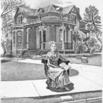 Antionette Bigelow and the Women's Cottage, University of Colorado, 1996, Pen-and-ink