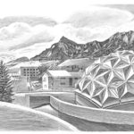 Fiske Planetarium, University of Colorado, 1993, Pen-and-ink