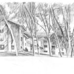 Williams Village Dorms, University of Colorado, 1993, Pen-and-ink