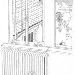 Farrand Hall room 414, University of Colorado, 1983, Pen-and-ink