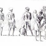 Kids along a lakeshore, study, 1993