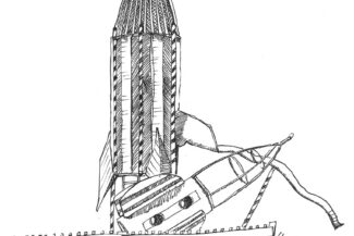Rocket Ship Park, White Rock, plein-air pen-and-ink, 1981