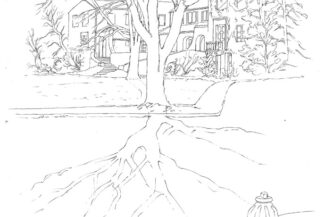 University Club, University of Colorado, 1985, plein-air pen-and ink