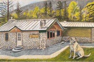 Commission, Rocky Lodge Cottage, Eldora, 2022chalk pastel, Commission