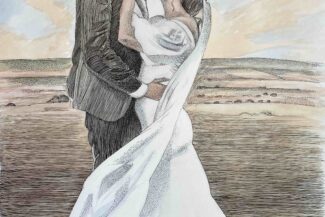 Wedding commission, 2022 Pen-and-ink and watercolor