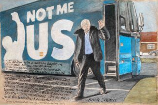 Bernie Sanders, Not Me, Us, pastel, 2021