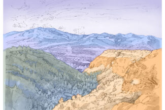 Pueblo Canyon, 1984 Pen-and-ink and color, 13"X11"