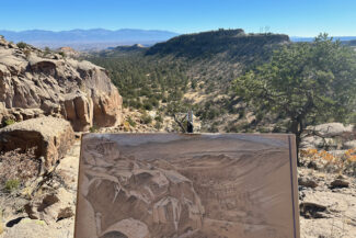 Otowi Mesa trailhead, plein-air, Nov 7, 2023