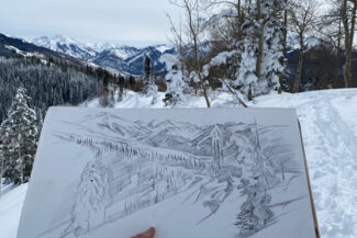 Huntsman's Ridge, Plein-air drawing, February 25, 2023
