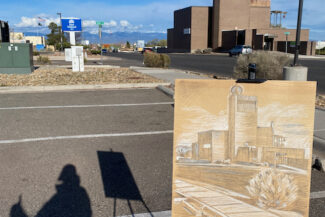Plein-air, Century Link Tower, Los Alamos, April 26 2023