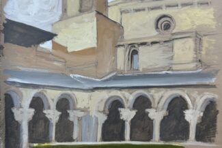 La Seu D'Urgell Cathedral, Catalonia, 2024, gouache