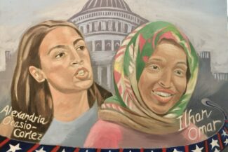 AOC and Ilhan Omar, oil on canvas, 2020