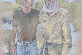 Nick and Dave Brown, pastel on paper, 2020